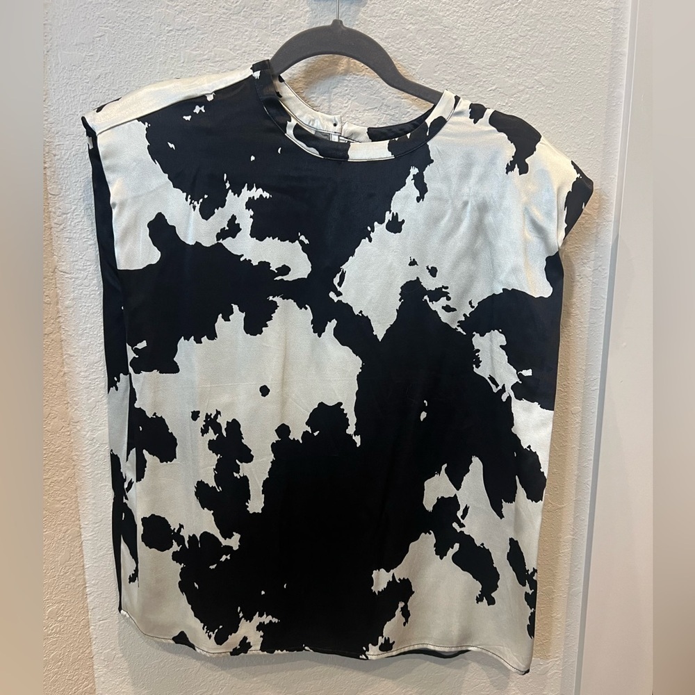 Pistola Jordan Shoulder Pad Tank Blouse- Size Small- Black & White